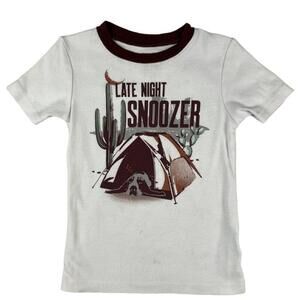 Carter's T Shirt Boy Size 5 White Late Night Snoozer Cotton Crew Neck Pullover